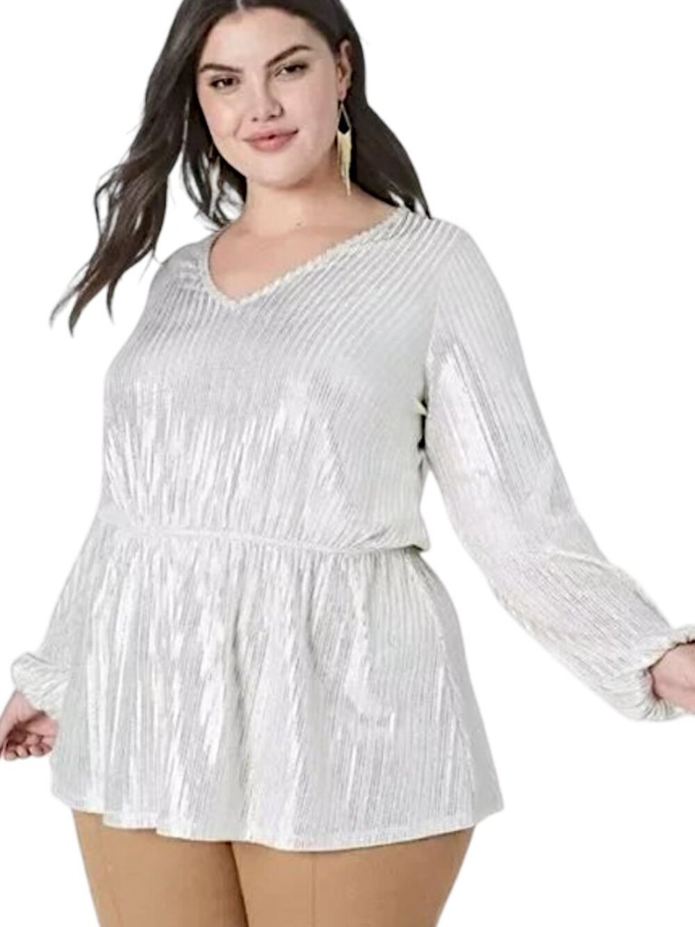 Lane Bryant NWT Silver Metallic Festive Peplum Top or Mini Dress Plus Size 14/16